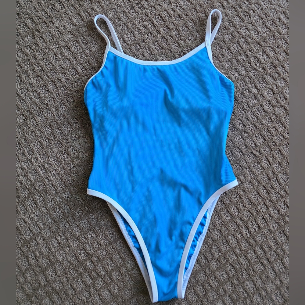 Shade & Shore Vibrant Blue Swimsuit with White Accents